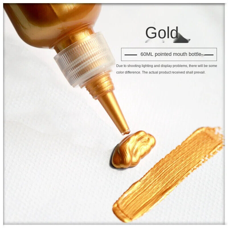 Acrylic Paint 60ml Gold Metallic Color DIY Waterproof Statuary Coloring Pigments