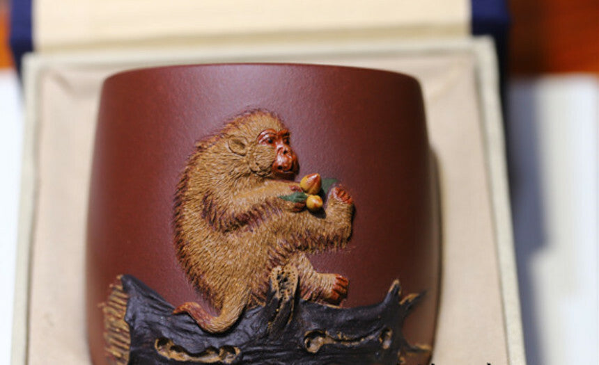 chinese handmade Yixing ZiSha Clay Monkey Master tea cup Kungfu Cup 140cc
