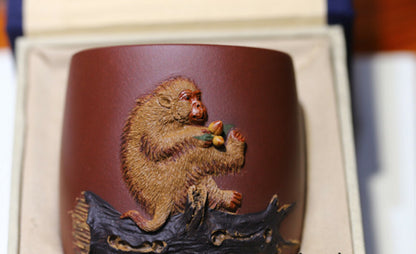 chinese handmade Yixing ZiSha Clay Monkey Master tea cup Kungfu Cup 140cc