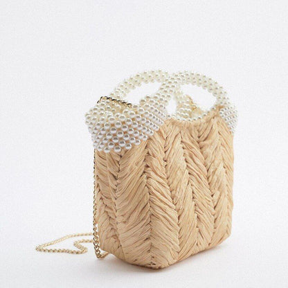 Straw Bag Purse Shoulder Bag Crossbody Pouch 24*28*9CM Cotton Handbag Travelling