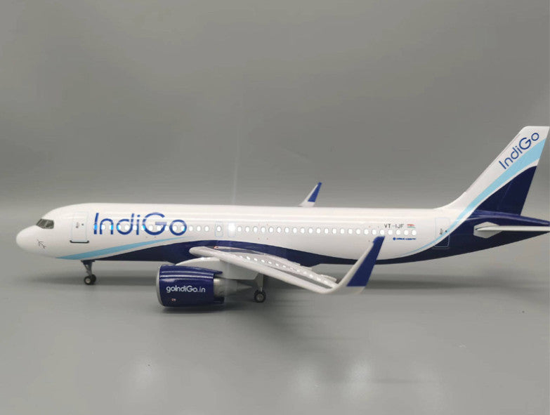 47CM Indigo AIRBUS A320neo Plane Led Sound-controll Light Resin Aircraft Model