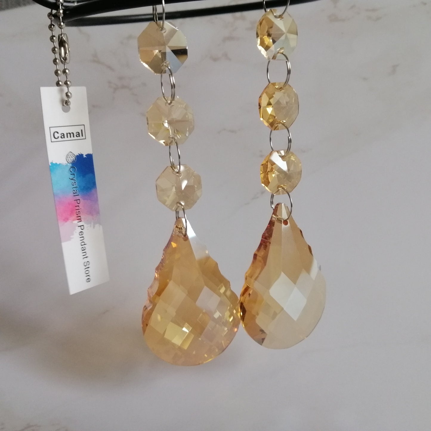 12Pcs 50mm Champagne Matching Teardrop Chandelier Crystals Ornaments Suncatcher