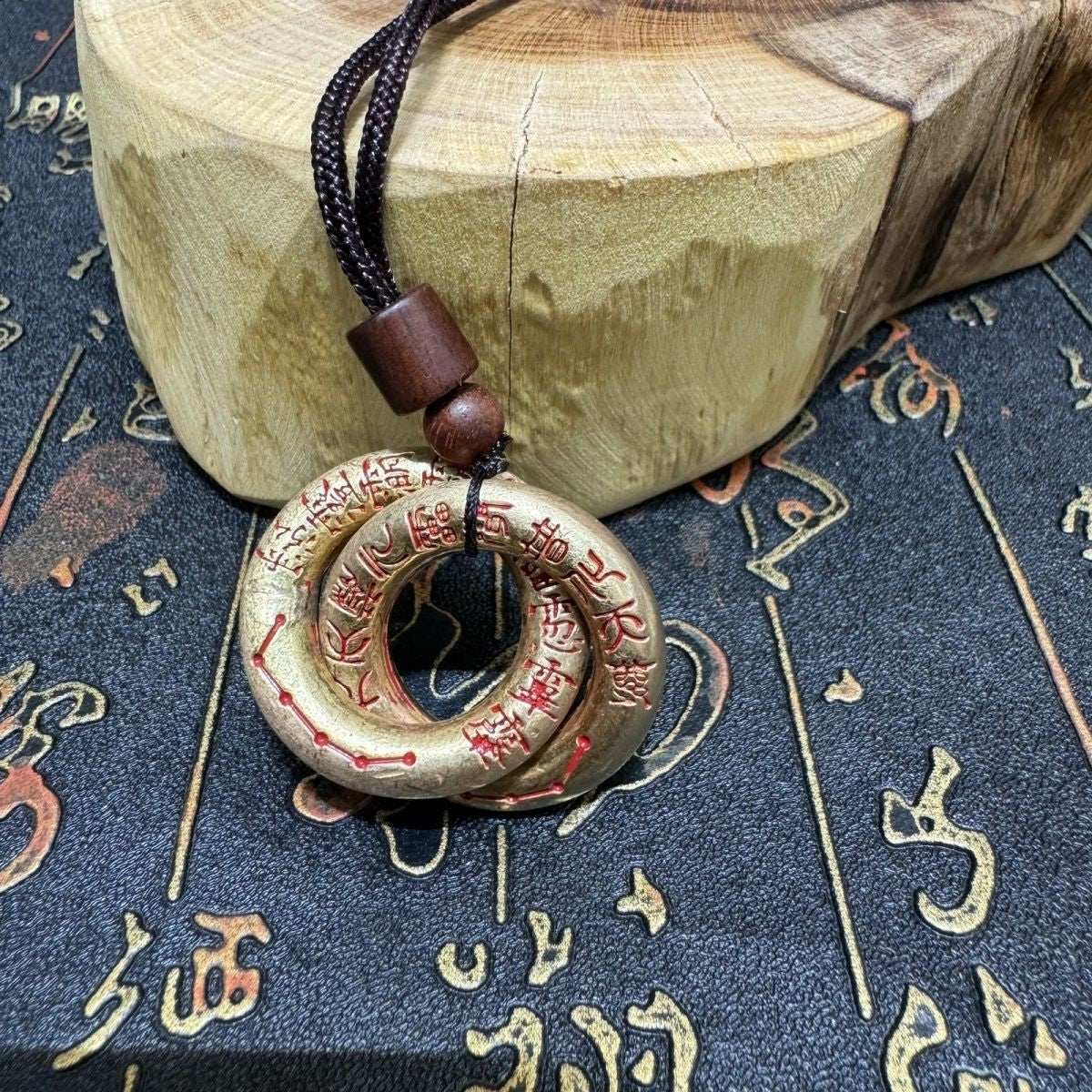 Brass Qiankun Circle Pendant Fengshui Handheld Ornament Taoist Amulet