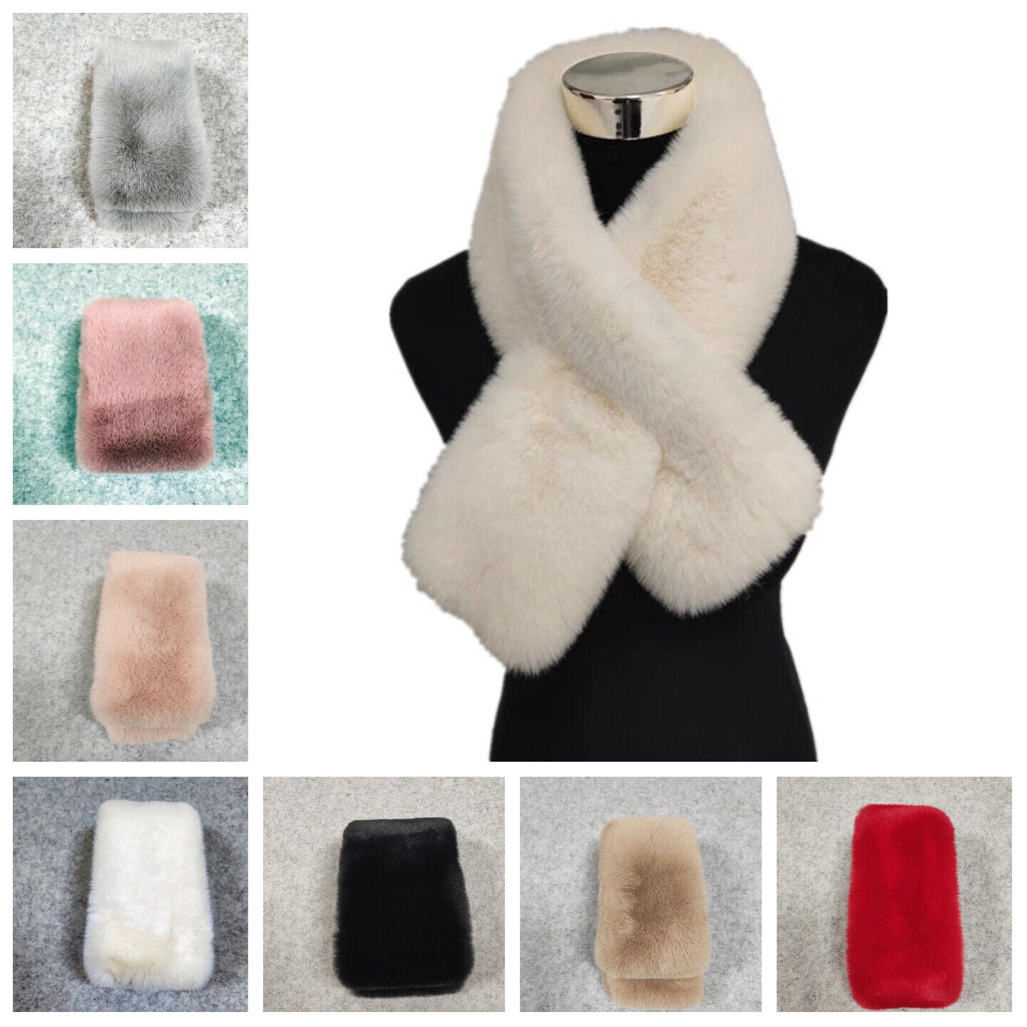 Women Scarves Solid Color Winter Warm Thicken Wraps Shawl 100x13cm Imitation Fur
