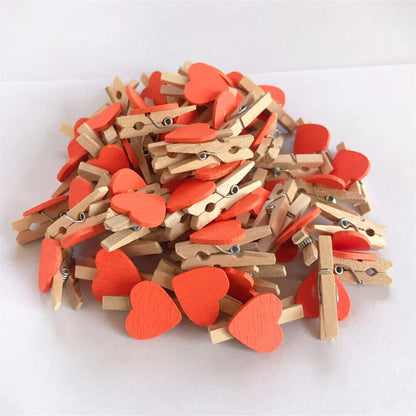 Craft Clothespin 50Pcs Wooden Clips Love Heart Pegs DIY Wedding Venue Decoration