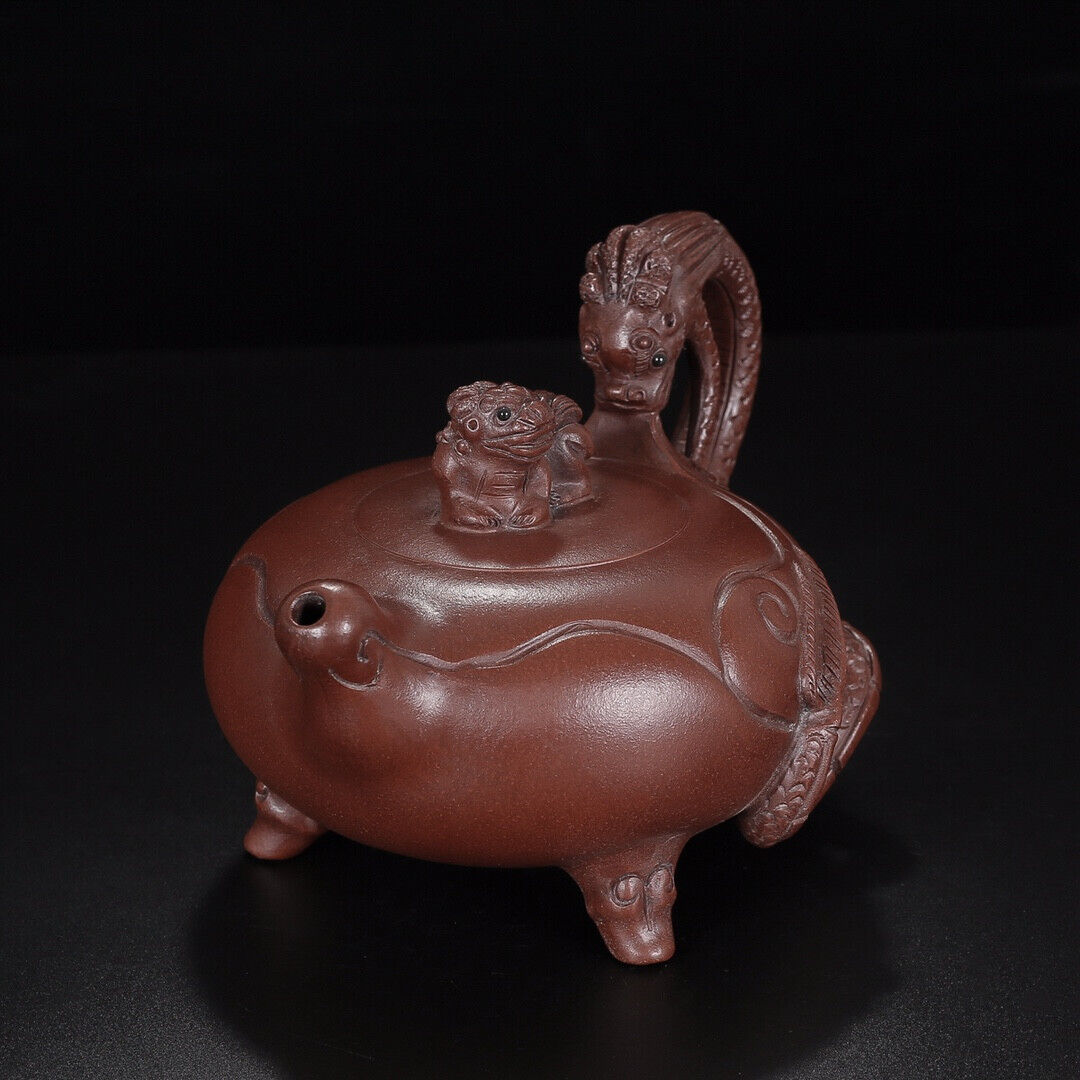 l-0Chinese Yixing Zisha Clay Handmade Exquisite Teapot （龙腾盛世 底款：徐汉棠）