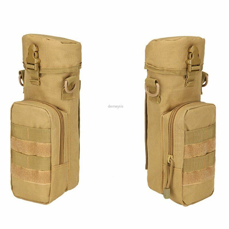Water Bottle Pouch Nylon Outdoor Military Travel Kettle Bag Shoulder Strap Green