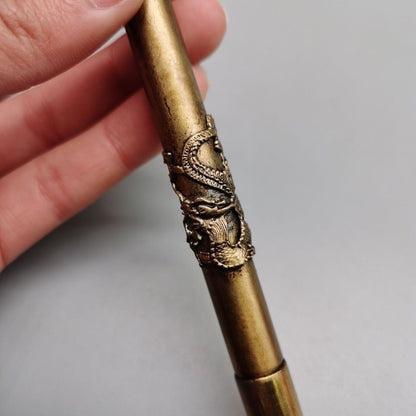 Vintage Brass Detachable Tobacco Pipe | 23cm Old-Style Smoking Pipe for Men