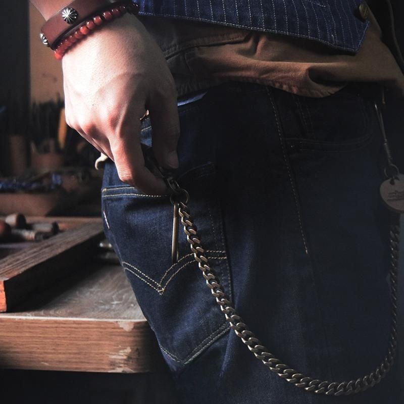 Vintage Brass Wallet Chain Aged Biker Workwear Pants Chain Men