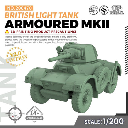 SSMODEL SS200470 1/200 Military Model Kit British ARMOURED MKII Light Tank