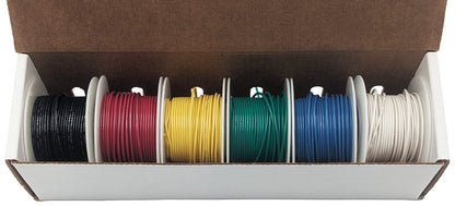 Solid 26 Gauge Hook Up Wire Kit - Includes Six Different Color 25 Foot Spools