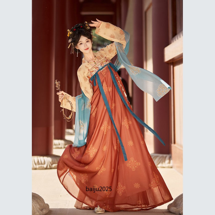 Chinese Traditional Tang Style Hanfu Women Ancient Costumes Dance Robe Clothes