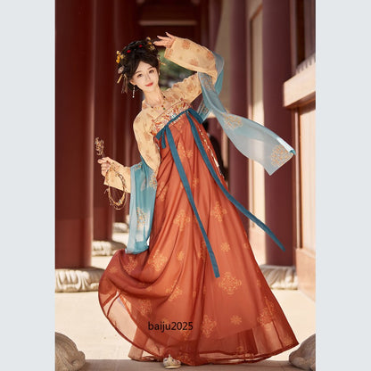 Chinese Traditional Tang Style Hanfu Women Ancient Costumes Dance Robe Clothes