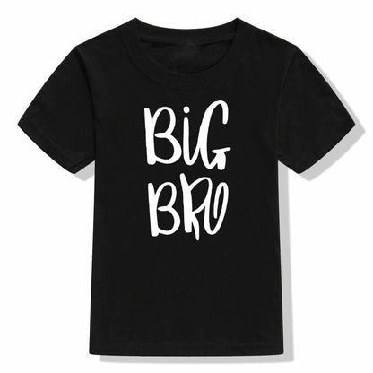 T-Shirt Big Brother Little Sibling Short Sleeve Tees Clothes Kids Baby Boys Tops