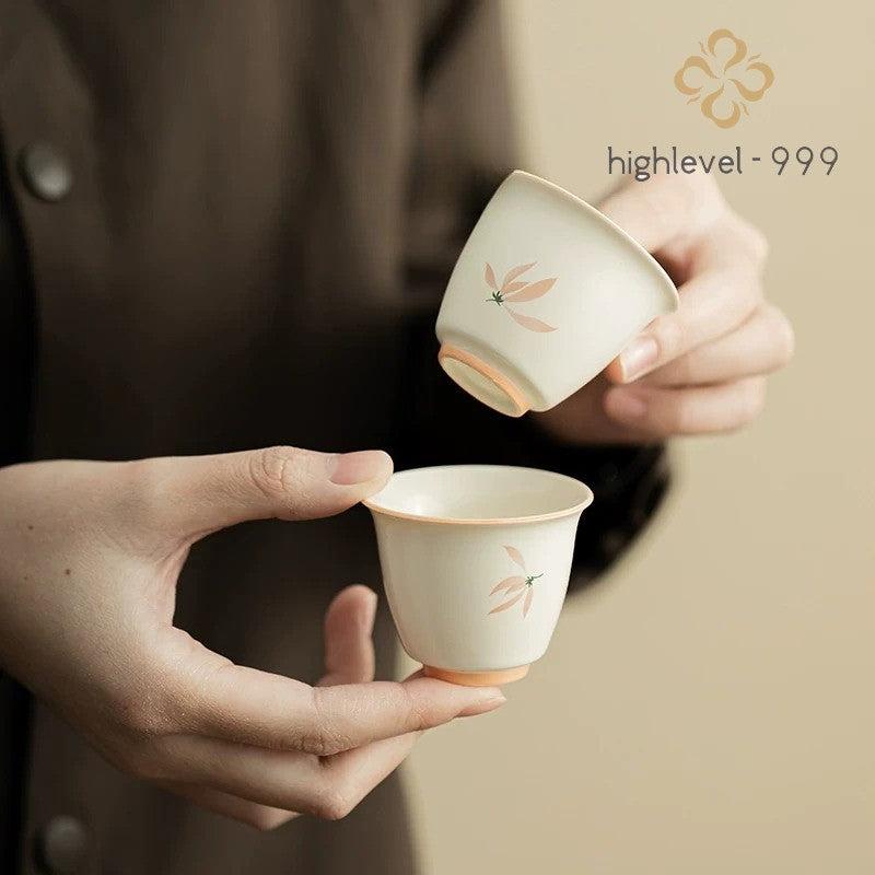Orchid Ceramic Tea Cup Ding Kiln Chinese Kung Fu Tea Cup High Quality Single Cup