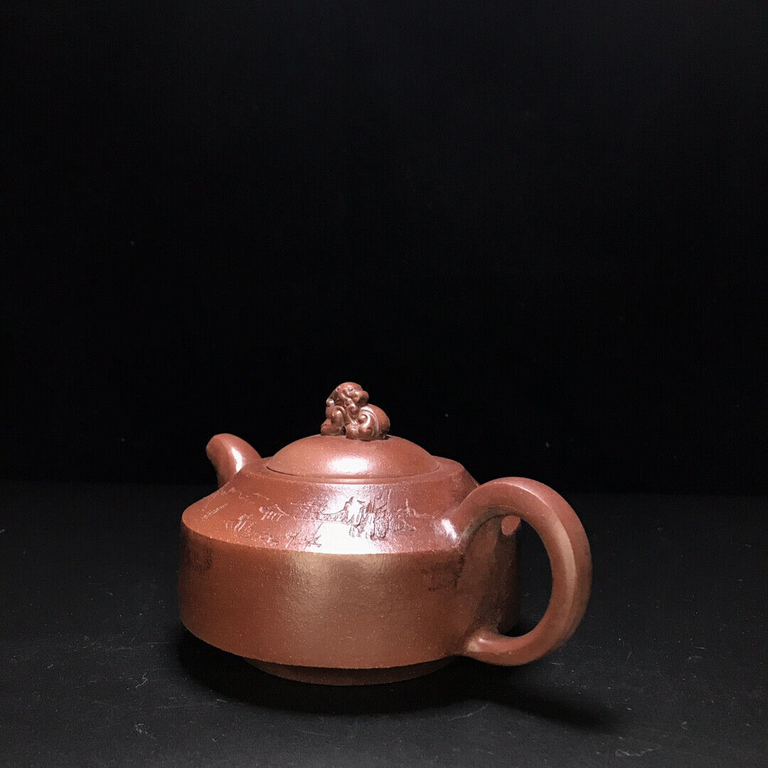 Chinese Yixing Zisha Clay Handmade Exquisite Teapot （扁石 底款：顾景舟）