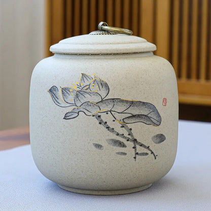 Tea Jar Ceramic Sealed Tank Home Pu 'er Tea Storage Container Tea Set Accessorie