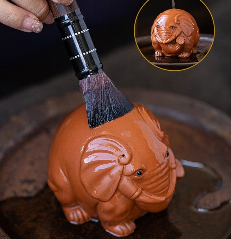 filter net yixing zisha purple clay tea pet elephant statue holder for lid China