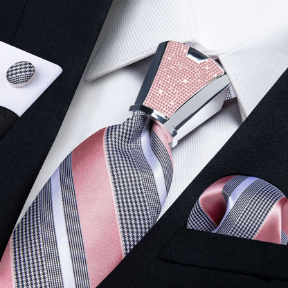 Men Necktie 3Pcs Luxury Striped Ties Cufflinks Pocket Square Wedding Accessories