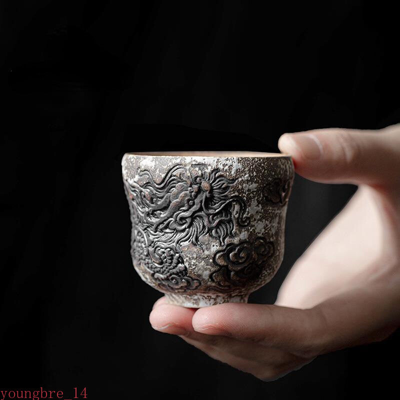 60ml Handmade Relief Ceramic Tea Cup Creative Kung Fu Tea Set Gift Household