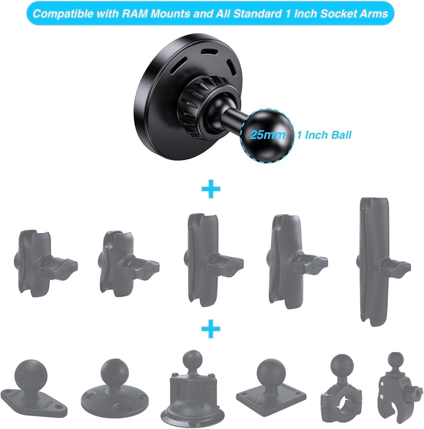 Magnetic Wireless Charging Phone Holder with 1” Ball for Magsafe, [Heavy-Duty] 1