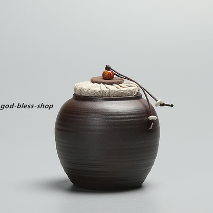 Pottery Tea Caddy Small Size Holder For Tea Chinese Ceramic Tea Canister New