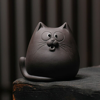 Purple Sand Tea Pet Cat Ornaments Can Raise Tea Set Accessories Handmade Cute Mi