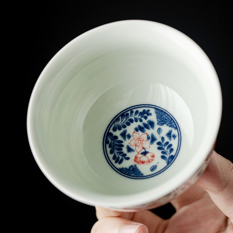 Blue and White Master Cup Glazed Black Tea Cup Tea Tasting Cup Kung Fu Tea Set