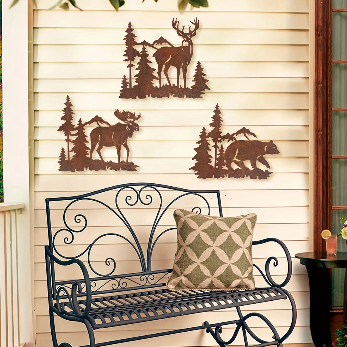 Deer Bear Moose In The Forest Pine Tree, Set Of 3 Concise Decoration Hanging