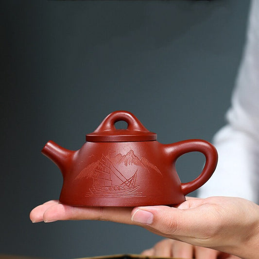 130ml Real YiXing Raw Ore Dahongpao Tea Pot Purple Clay Teapots Handmade