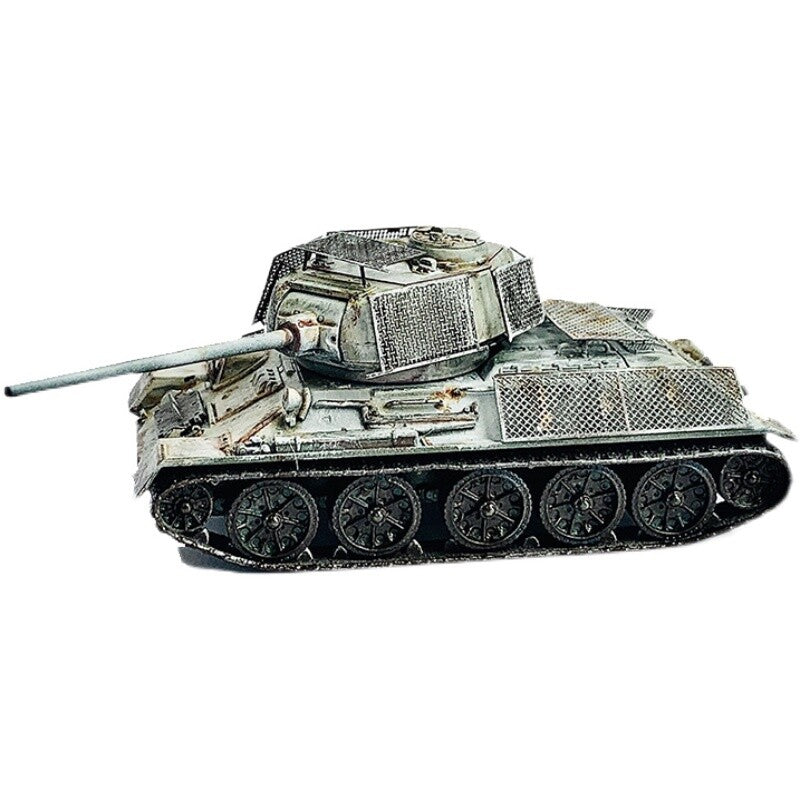 1/72 Soviet T-34/85 Tank Model Steel Bed Armor Winter Painting Edition