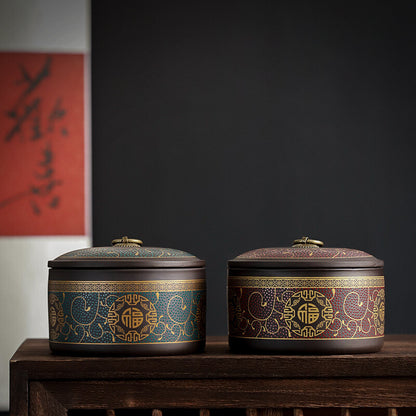Sealed Canister For Loose Tea Small With Lid Yixing Zisha Purple Clay Tea Caddy