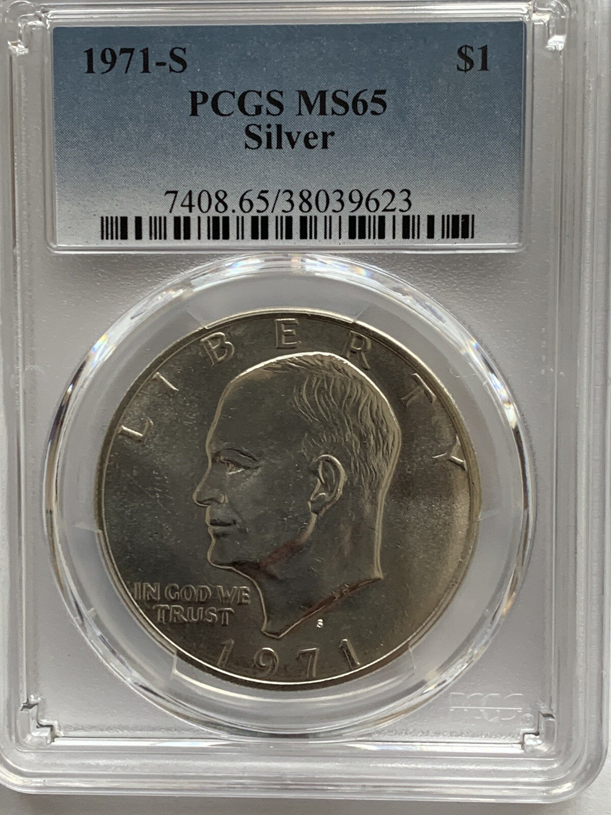 1971 S Dwight D. Eisenhower IKE Silver Dollar $1 Coin PCGS MS65 GEM Moon Landing