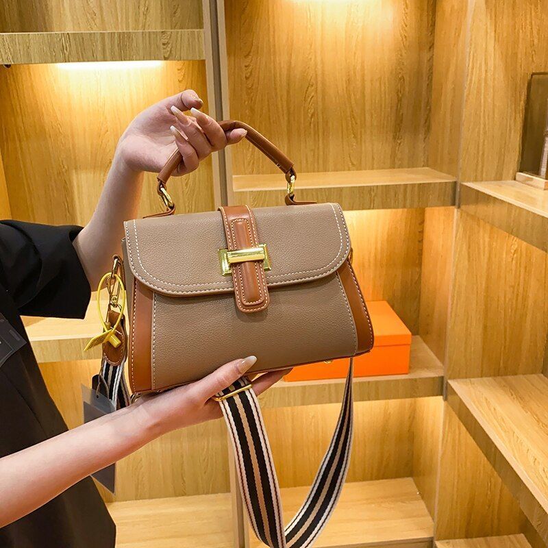Synthetic Leather Bag Handbag Shoulder Purse Messenger Pouch Linen Shell Shape
