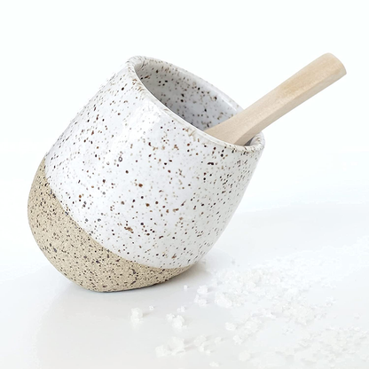 Handmade Condiment Jar with Spoon Salt Holder Counter Home Decoration Cup Gift