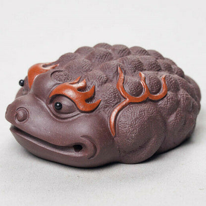 Chinese Yixing Purple Clay Golden Toad Pixiu Tea Pet Statue Home Decoration
