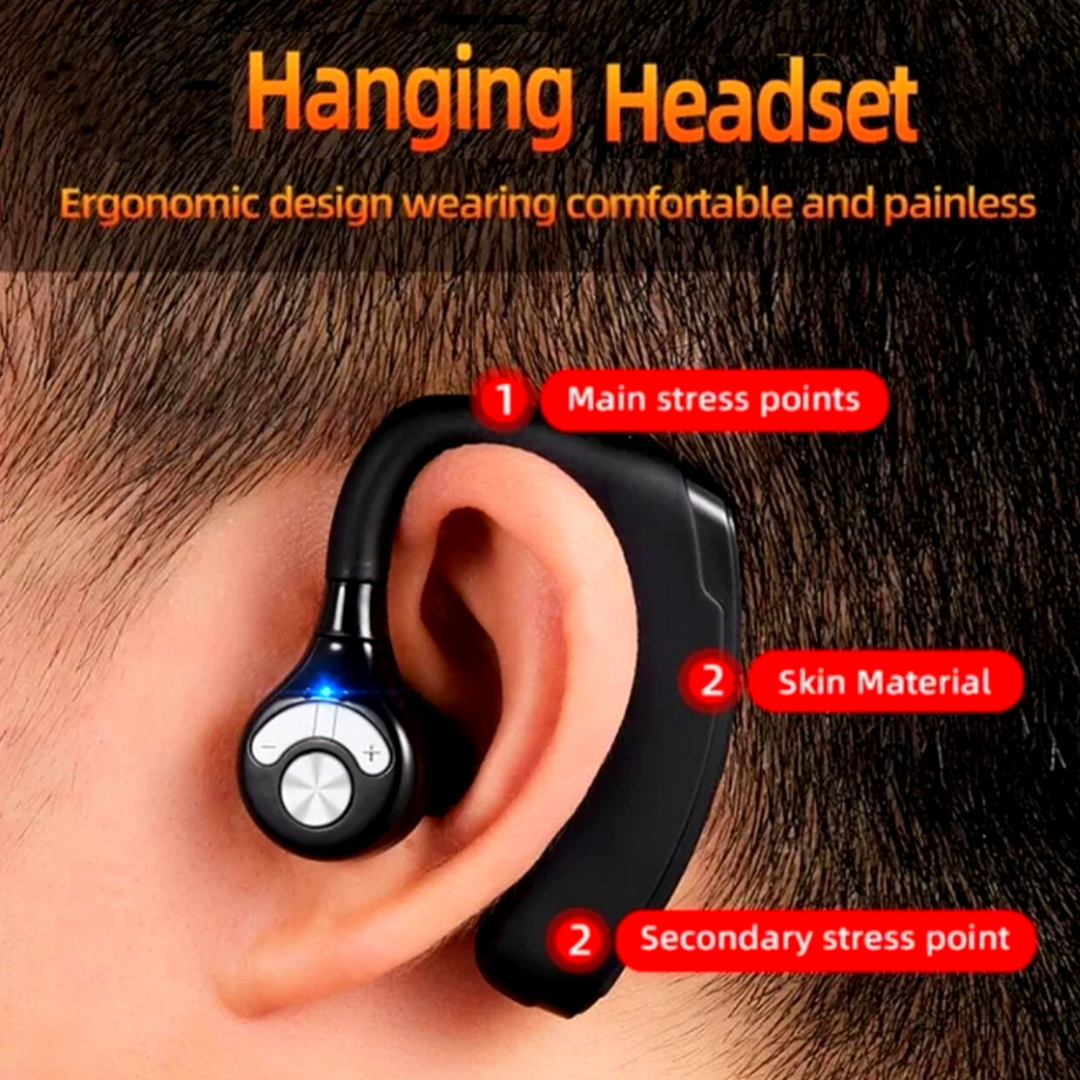 Bluetooth 5.0 Earpiece Wireless Headset Noise Cancelling Earbuds Driving Trucker
