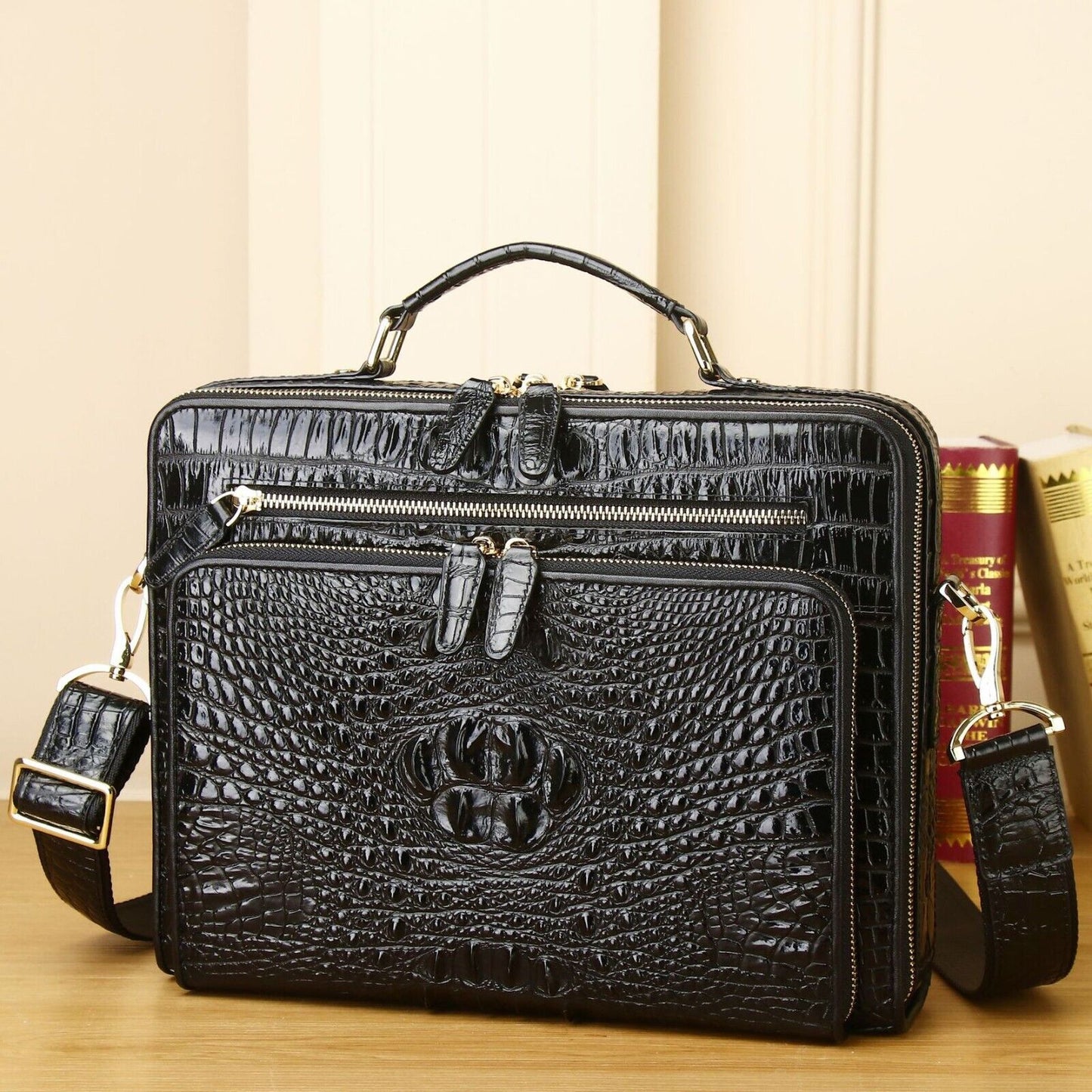 Genuine leather crocodile handbag large capacity men's briefcase business bag