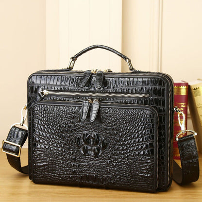 Genuine leather crocodile handbag large capacity men's briefcase business bag
