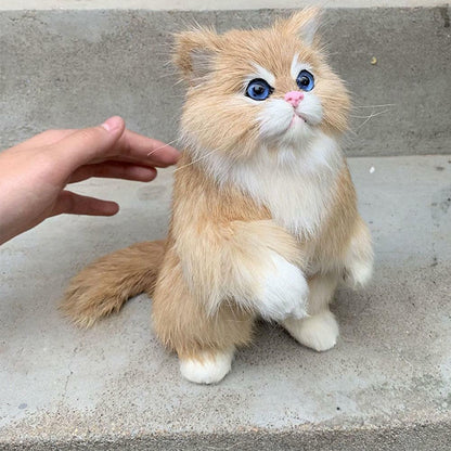 1PC Lifelike Fake Cat Plush Toy Simulation Stuffed Animal Fluffy Doll For Kids
