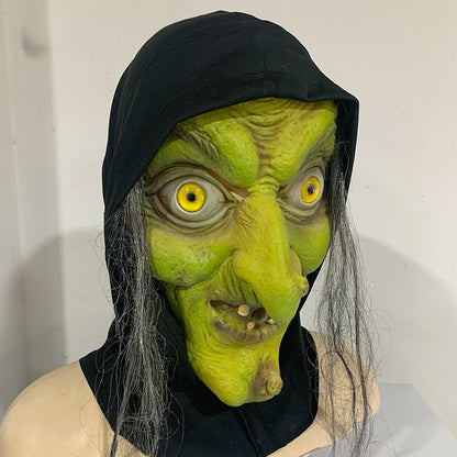 Halloween witch mask cosplay witch mask adult witch ghost party costume latex