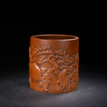 Chinese Yixing Zisha Clay Handmade Exquisite Penholder （笔筒 底款：杨季初）
