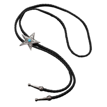 Men Bolo Tie Elegant Black Star Pendant Cowboy Necktie Western Necklace Costumes
