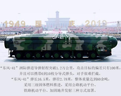 1:72 36CM DF-41 Intercontinental Ballistic Missile Launcher Truck Diecast Model