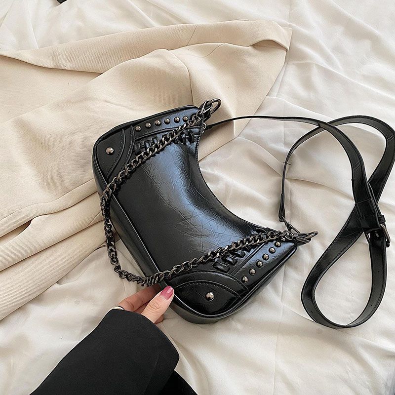 PU Leather Shoulder Bag Handbags Chain Rivet Crossbody Bag Underarm Bags Purses