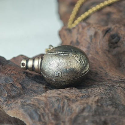 Vintage Brass Goat Flask Pendant Slovenia Coin Charm Necklace