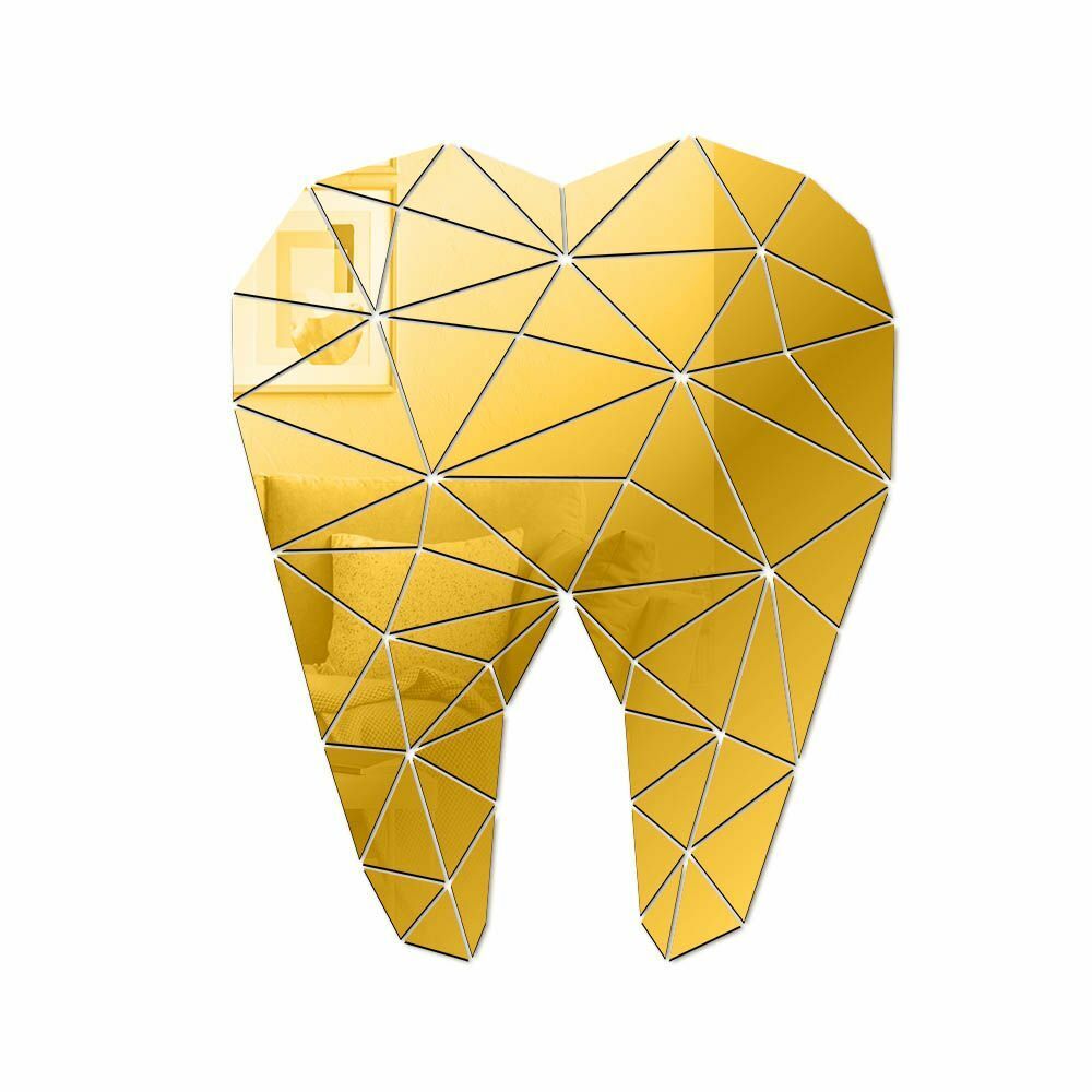 Dental Care Tooth Shaped Acrylic Mirrored Wall Stickers Dentist Clinic Art Decor