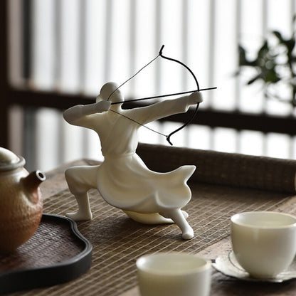 Chinese Style Swordsman Statue Porcelain Tea Pet Table Decoration Tea Play New