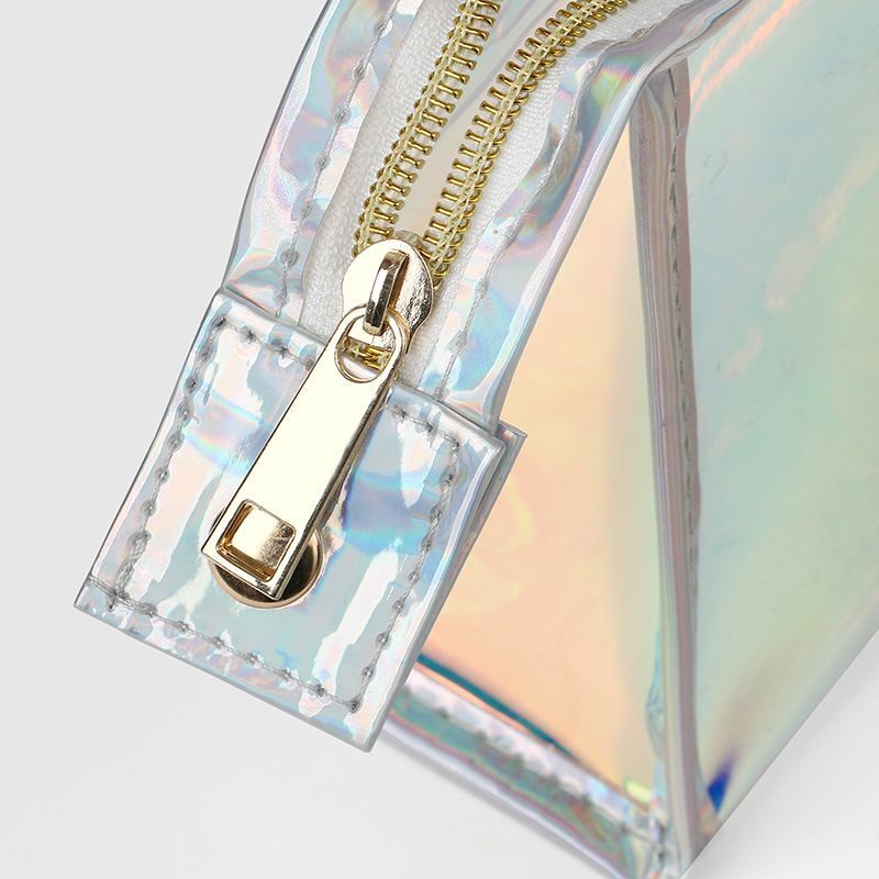 Pink Transparent Cosmetic Bag PVC Clear Makeup Bag Waterproof Zipper Beauty Case