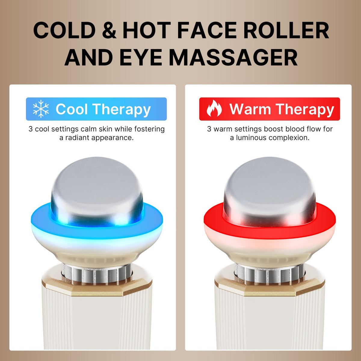 Hot/Cold Facial Roller Eye Massager Light Therapy&Ice Compress Light Beauty